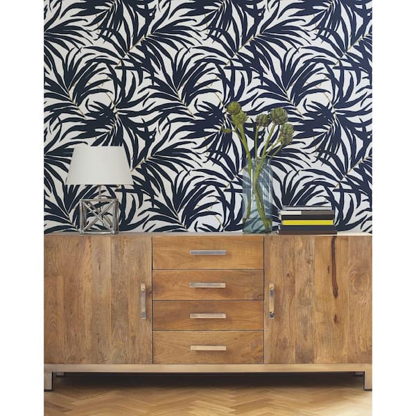 Blue Bali Leaves Peel and Stick Wallpaper 45 sq ft