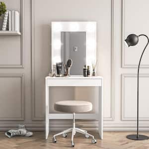 Emma White 1 Drawer Makeup Vanity with Lighted Mirror
