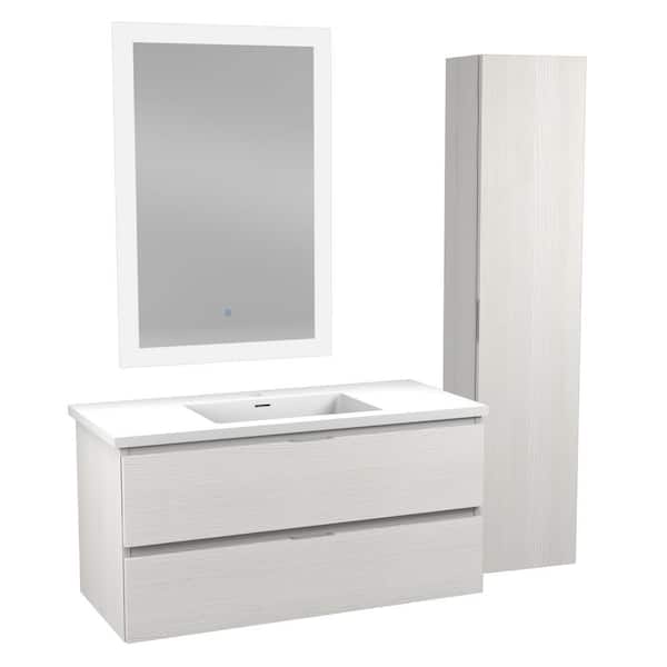 ANZZI 39 in. W x 18 in. D x 20 in. H Single Sink Bath Vanity Set in Rich White with White Vanity Top and Matching Mirror