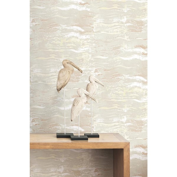Graphic Wave Metallic Champagne and Bisque Paper Strippable Roll (Covers 60.75 sq. ft.)