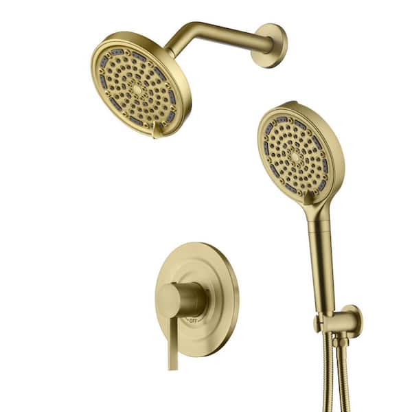 Modern Single Handle 1-Spray Shower Faucet 1.8 GPM with Hand Shower in Brushed Gold (Valve Included)