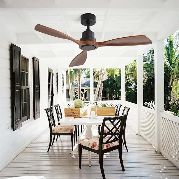 Sofucor 48 in. Indoor/Outdoor Black Downrod Wood Ceiling Fan