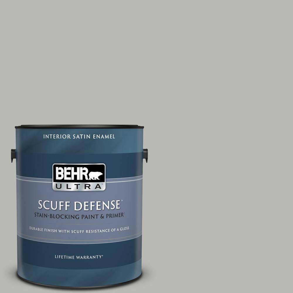 BEHR ULTRA 1 Gal. #PPU18-11 Classic Silver Extra Durable Satin Enamel ...