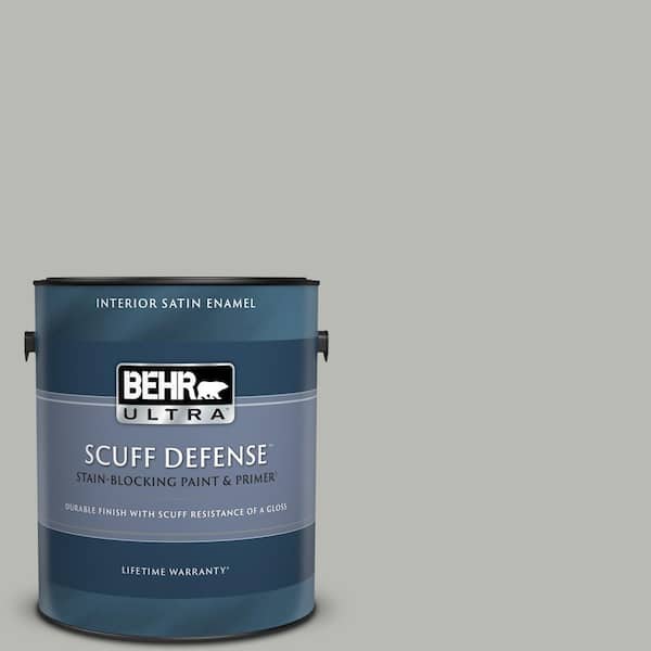 BEHR ULTRA 1 gal. #PPU18-11 Classic Silver Extra Durable Satin Enamel Interior Paint & Primer