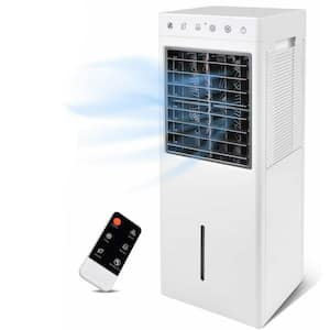 30 in. White Evaporative Air Cooler Tower Fan with Humidification, 2 Gallon Water Tank, 3 Speeds Setting, Remote Control