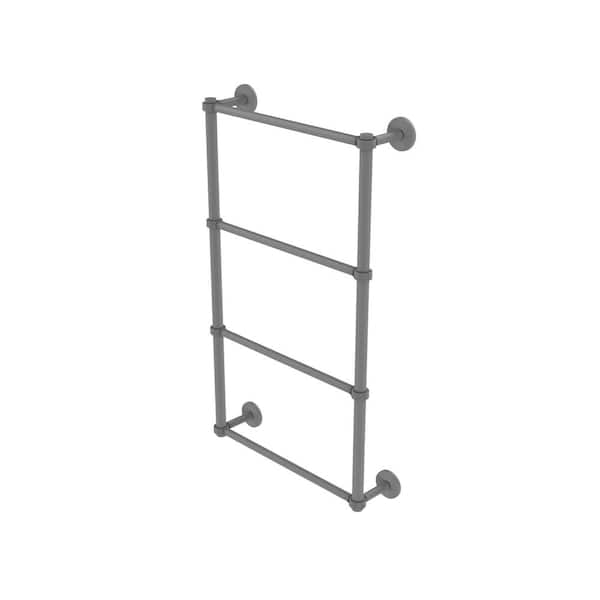 Allied Brass Prestige Skyline Collection 4-Tier 24 in. Ladder Towel Bar with Groovy Detail in Matte Gray