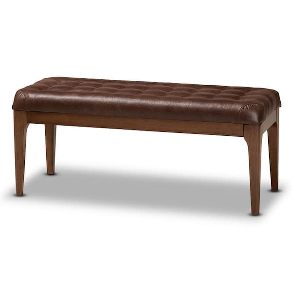 Baxton Studio Walsh Dark Brown and Walnut Brown Dining Bench 17.7