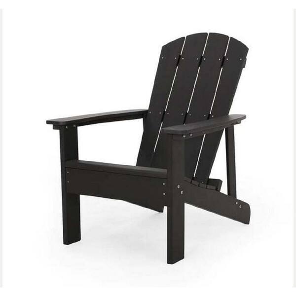 Sudzendf Black Outdoor Wood Adirondack Chair Garden Lounge Chair