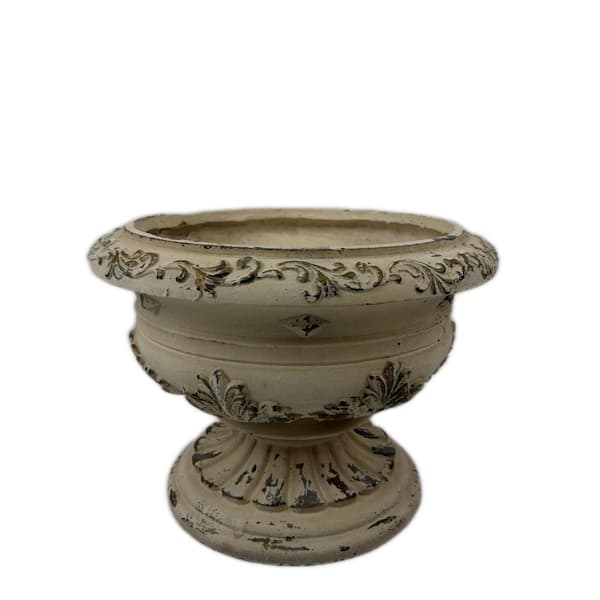 Phoebe 18.11 in. W x 13.18 in. H Antique White MGO Concrete Round Indoor/Outdoor Urn Planter