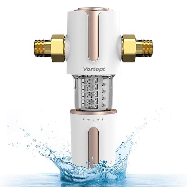 Vortopt 40 μm Spin Down Sediment Water Filter, Automatic Flushing, Whole House Water Filter for Well Water
