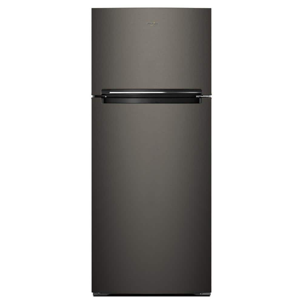 Whirlpool 28 in. W 17.6 cu. ft. Top Freezer Refrigerator in Fingerprint Resistant Black Stainless, Fingerprint Resistant Black Stainless Steel