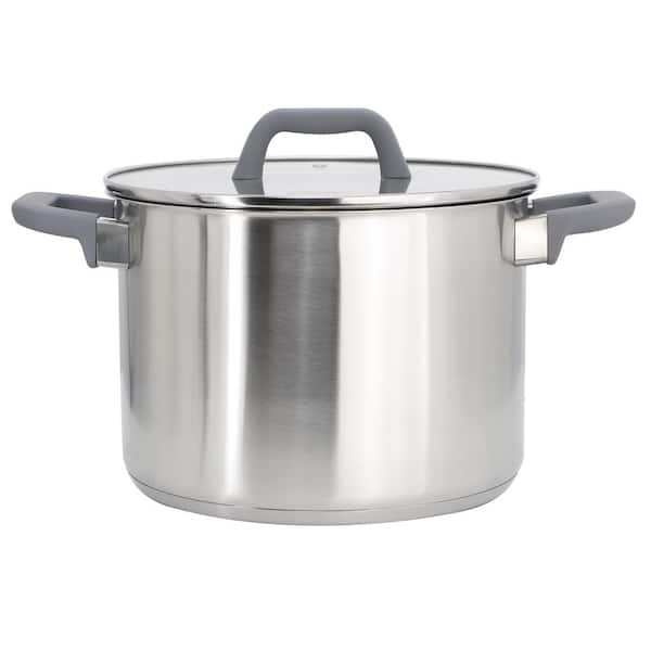 8 Quart Brushed Stainless Steel Stock Pot Dutch Oven with Lid
