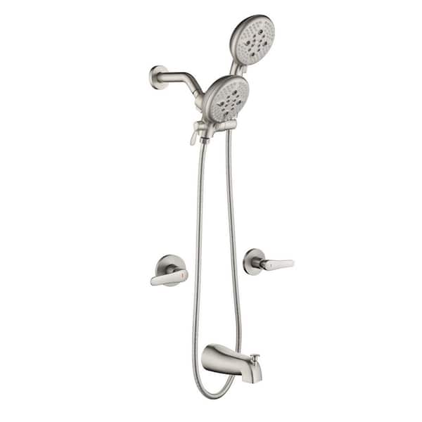 5-Spray Pattern 4.72 in. 2.5 GPM Fixed Shower Head and Handheld Showerhead with Tub Spout Spray in Brushed Nickel