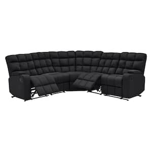 ProLounger 5-Piece Black Microfiber 4-Seater Curved Sectional Sofa Deals