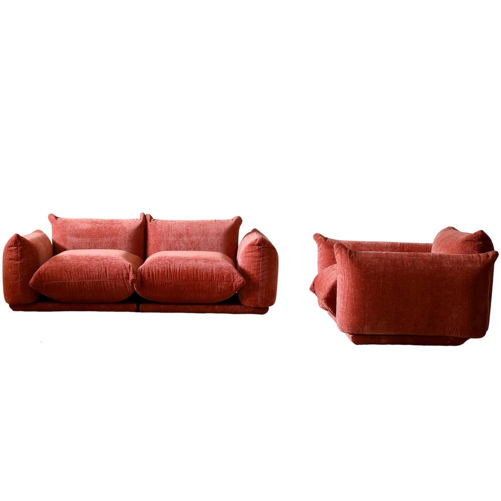 Magic Home 2Pieces Flared Arm Wide Square Shape Chenille Top Orange