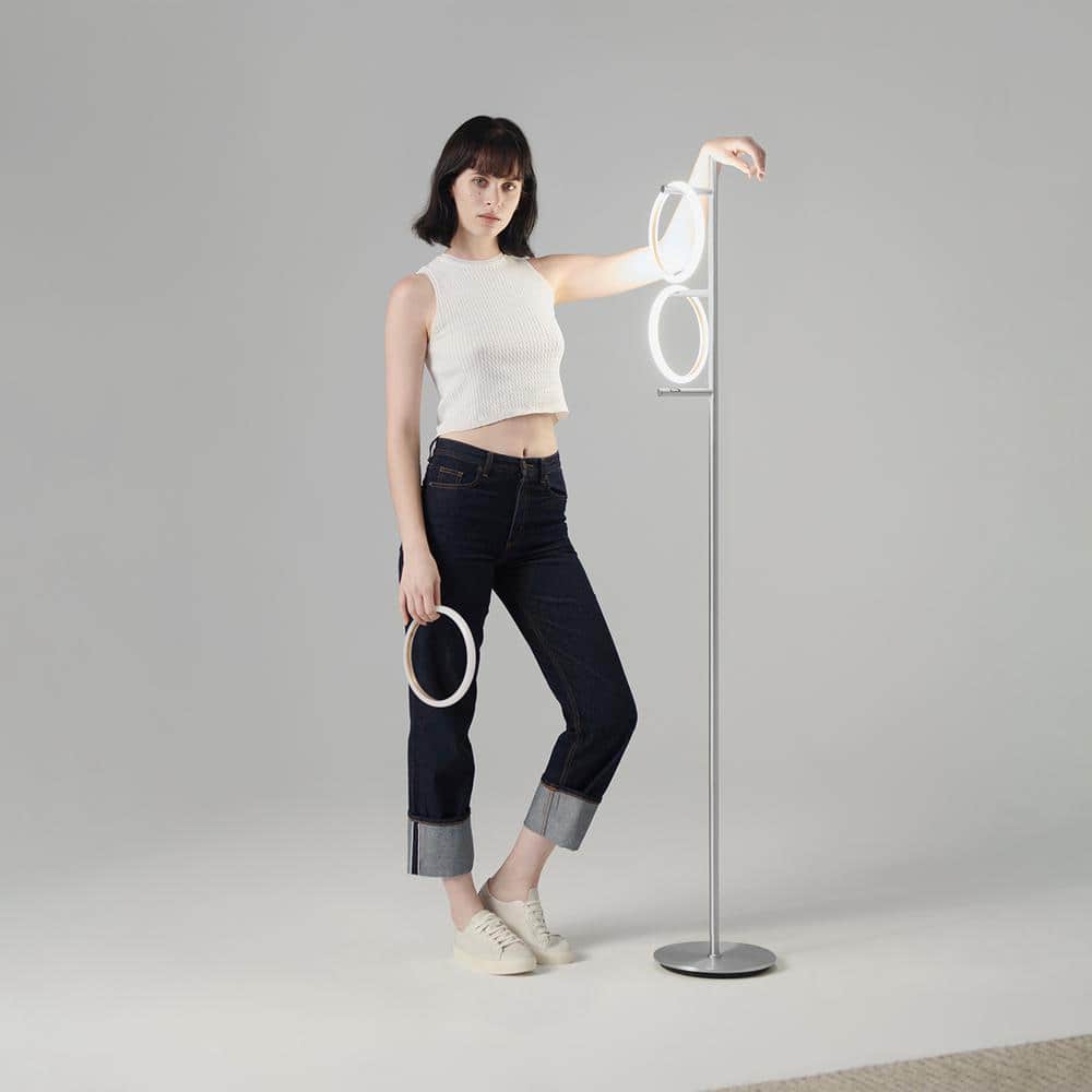 Saturn 66" Silver LED 3-Light Floor Lamp