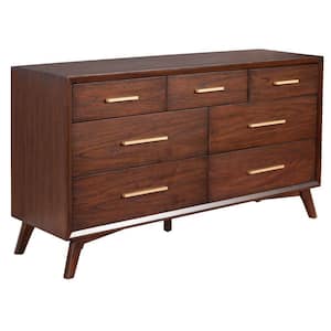 60 in. Brown 7-Drawer Wooden Dresser Without Mirror