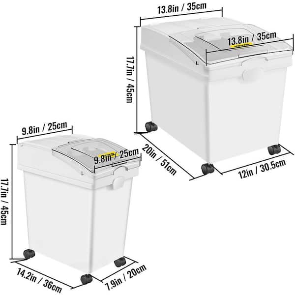 VEVOR 3 Pack Ingredient Bin with Caster 6.6 Gallon Mobile Restaurant Kitchen Flour Bin