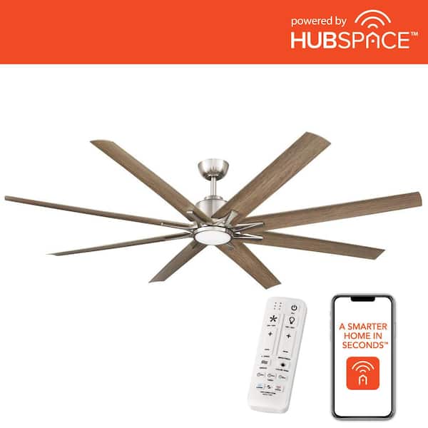 Home Decorators Collection Kensgrove II 72 in. Smart Indoor/Outdoor Brushed Nickel Ceiling Fan with Remote Included Powered by Hubspace