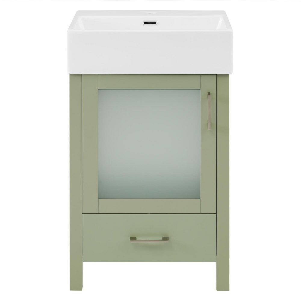 Oakridge 20 in. Single Sink Freestanding Light Green Bath Vanity with White Ceramic Top Unassembled price history on PriceWatchPro