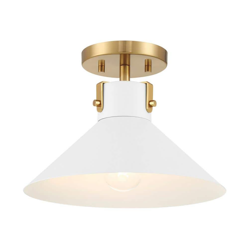 11.5 in. W x 8 in. H 1-Light White and Natural Brass Contemporary Semi-Flush Mount price history on PriceWatchPro