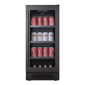 15 in. Single Zone 86-Cans Built-in or Freestanding Beverage Cooler in Black Stainless Steel