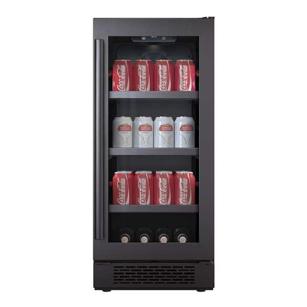 Avallon 15 in. Single Zone 86-Cans Built-in or Freestanding Beverage Cooler in Black Stainless Steel