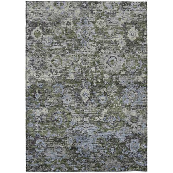Chantille Machine Washable Indoor/Outdoor Abstract ACN2430 Olive 8 ft. x 10 ft. Area Rug