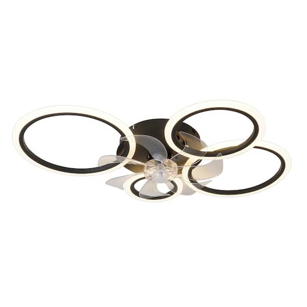 30.71 in./2.56 ft. 5-Petal White Petal Dimmable Ceiling Fan with LED Lights REMOTE CONTROLLER AND APP