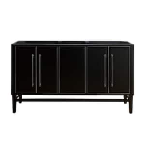 Mason 60 in. Bath Vanity Cabinet Only in Black with Silver Trim