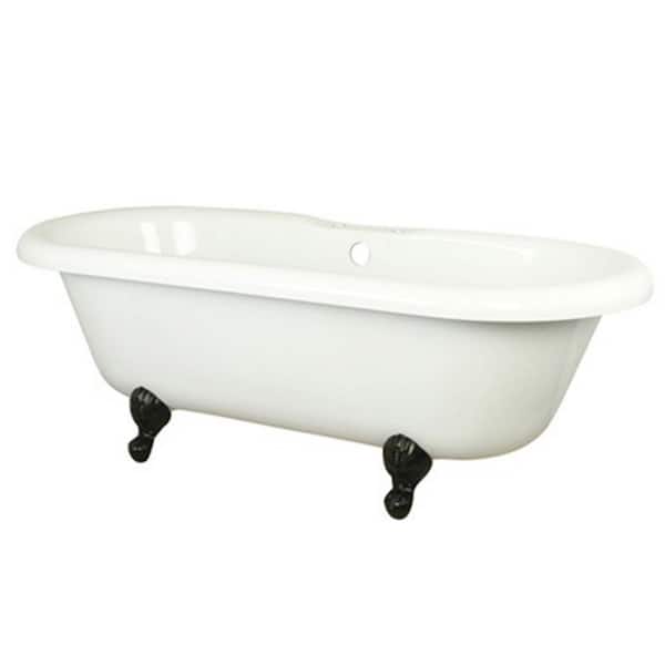 Aqua Eden 5.5 ft. Acrylic Oil Rubbed Bronze Claw Foot Double Ended Oval Tub in White