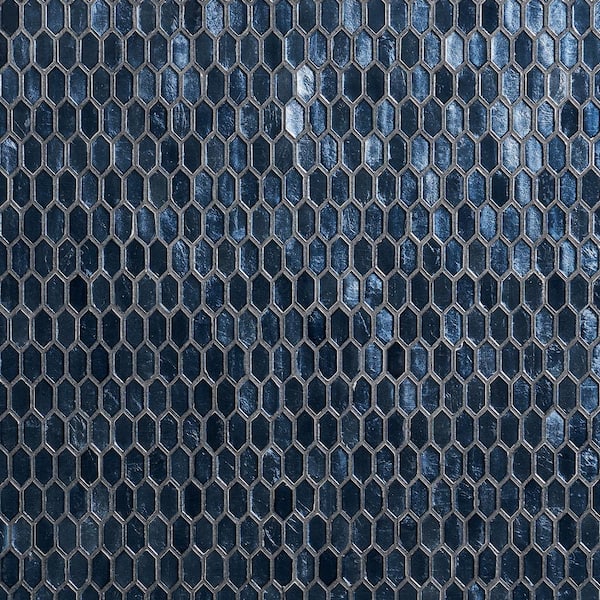Glimmer Midnight Blue 11.61 in. x 11.73 in. Polished Glass Wall Mosaic Tile (0.94 sq. ft./Each)