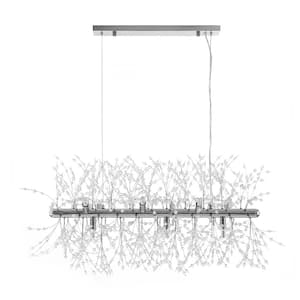 Eli 9-Light Dimmable Chrome Linear Starburst Chandelier with 63 Crystal Strands