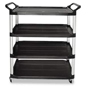Rubbermaid Commercial Utility Cart with Deep Lipped Plastic Shelves, Flat,  2 Shelves, 500 lb 3485207