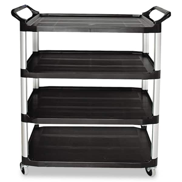 Rubbermaid Commercial Products Open Sided Xtra 4-Shelf Cart in Black