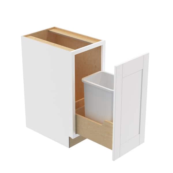 Washington Vesper White Plywood Shaker Assembled Trash Can Kitchen Cabinet 1 Can FH 15 W in. 24 D in. 34.5 in. H