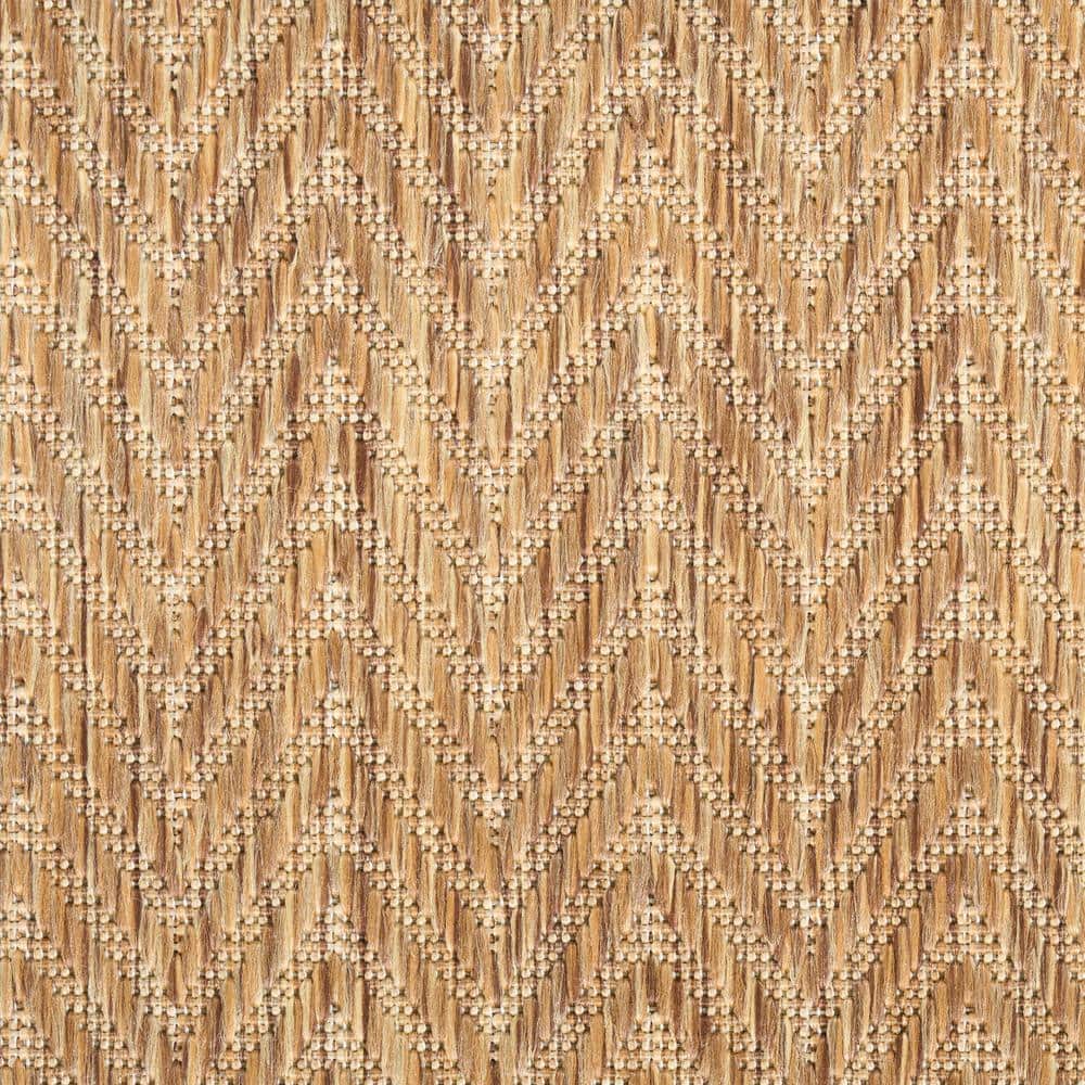 Natural Brown Geometric Flatweave Indoor/Outdoor Runner Rug