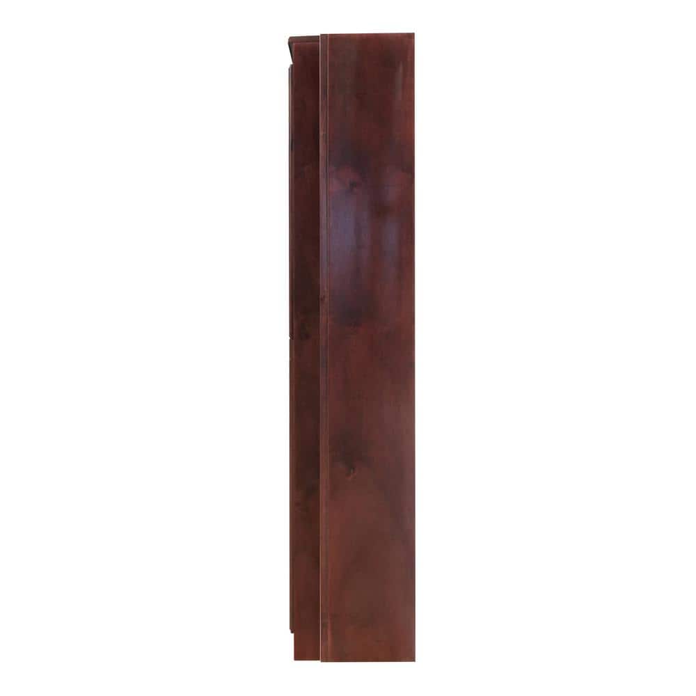 Cherry Finish Tall Wood Bookcase Wall with Adjustable Shelves and Doors