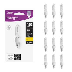 150-Watt T4 Mini Candelabra E11 Base Dimmable Halogen Light Bulb, Bright White 2800K (12-Pack)