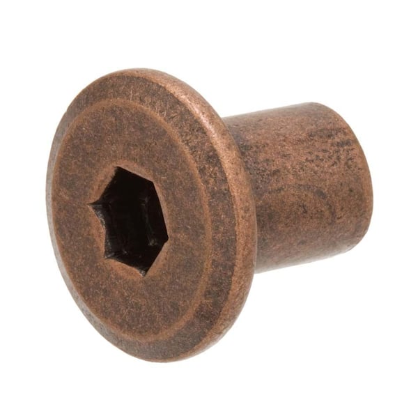 Everbilt 1/4 in. x 12 mm Antique Brass Connecting Cap Nut