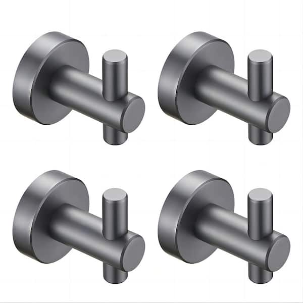 Flynama 4-Pack Knob Round Base Wall Hanging Robe/Towel Hook in Gun Grey
