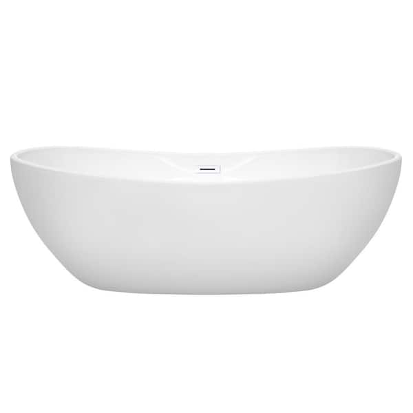 Rebecca 70 in. Acrylic Flatbottom Bathtub in White with Shiny White Trim