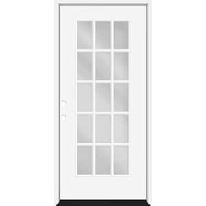 Reliant 32 in. x 80 in. Full Lite 15 L SDL Clear Glass RHIS Unfinished White Fiberglass Prehung Front Door 4-9/16 Jamb