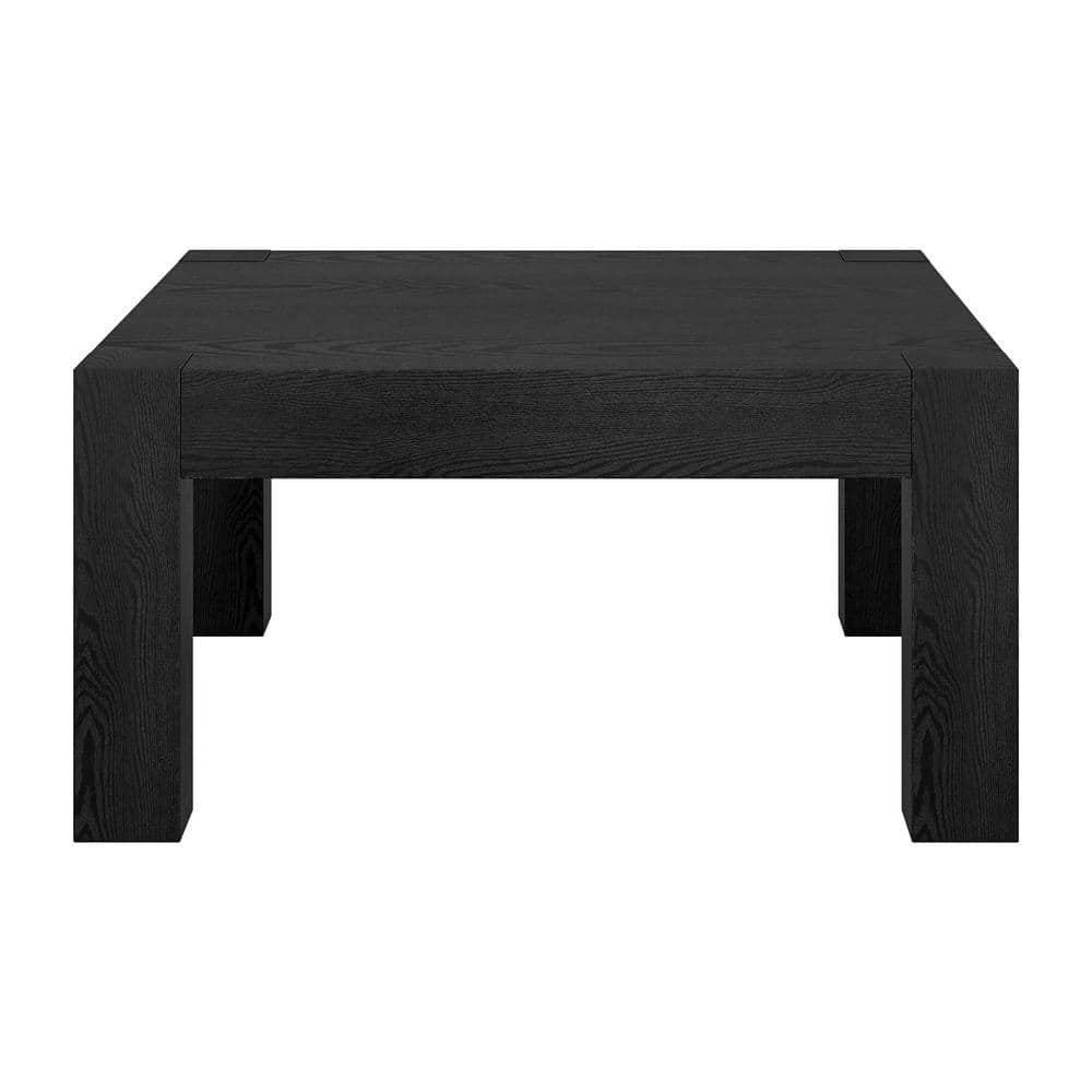 Langston Minimalist Black Grain Square Wood Coffee Table, 34"