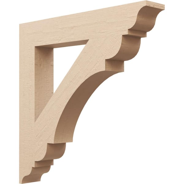 Ekena Millwork 5.5 in. x 36 in. x 36 in. Olympic Traditional Rough Cedar Woodgrain Timberthane Polyurethane Bracket, Primed Tan