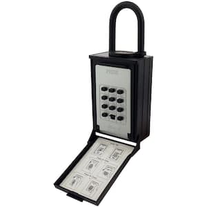 Key/Card Storage Push Button Lockbox with Combination Locking Shackle, Black