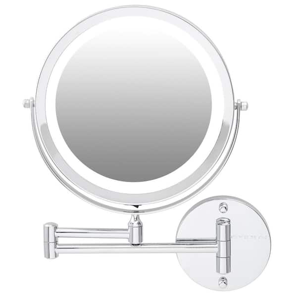 OVENTE 1.6 in. x 13.2 in. Lighted Magnifying Wall Makeup Mirror in Polished Chrome