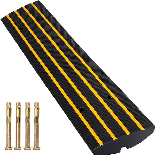 VEVOR 48.4 in. x 16.1 in. x 2.6 in. Speed Bump 1-Channel Rubber Curb Ramps, 1-Pack