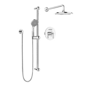 Belanger 1-Spray Round Hand Shower and Showerhead Combo Kit with Slide Bar and Valve in Polished Chrome