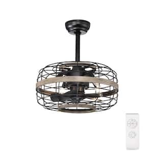 18 in. Smart Indoor Matte Black Ceiling Fan with Remote Control and 5 ABS Blades Caged Reversible DC Motor Fan Lights